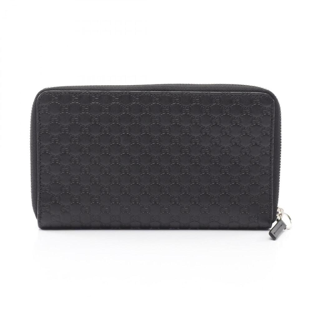 Gucci Microguccissima Round Long Wallet, Leather, Women's, Black, 391465